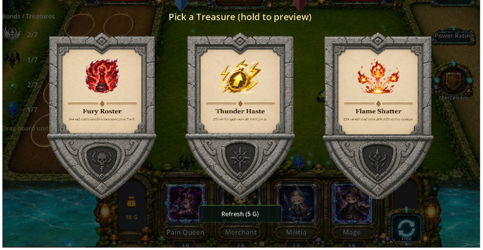 Glory treasure selection screen